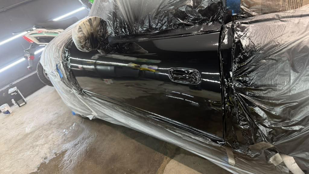 Panel masked and prepped for polishing